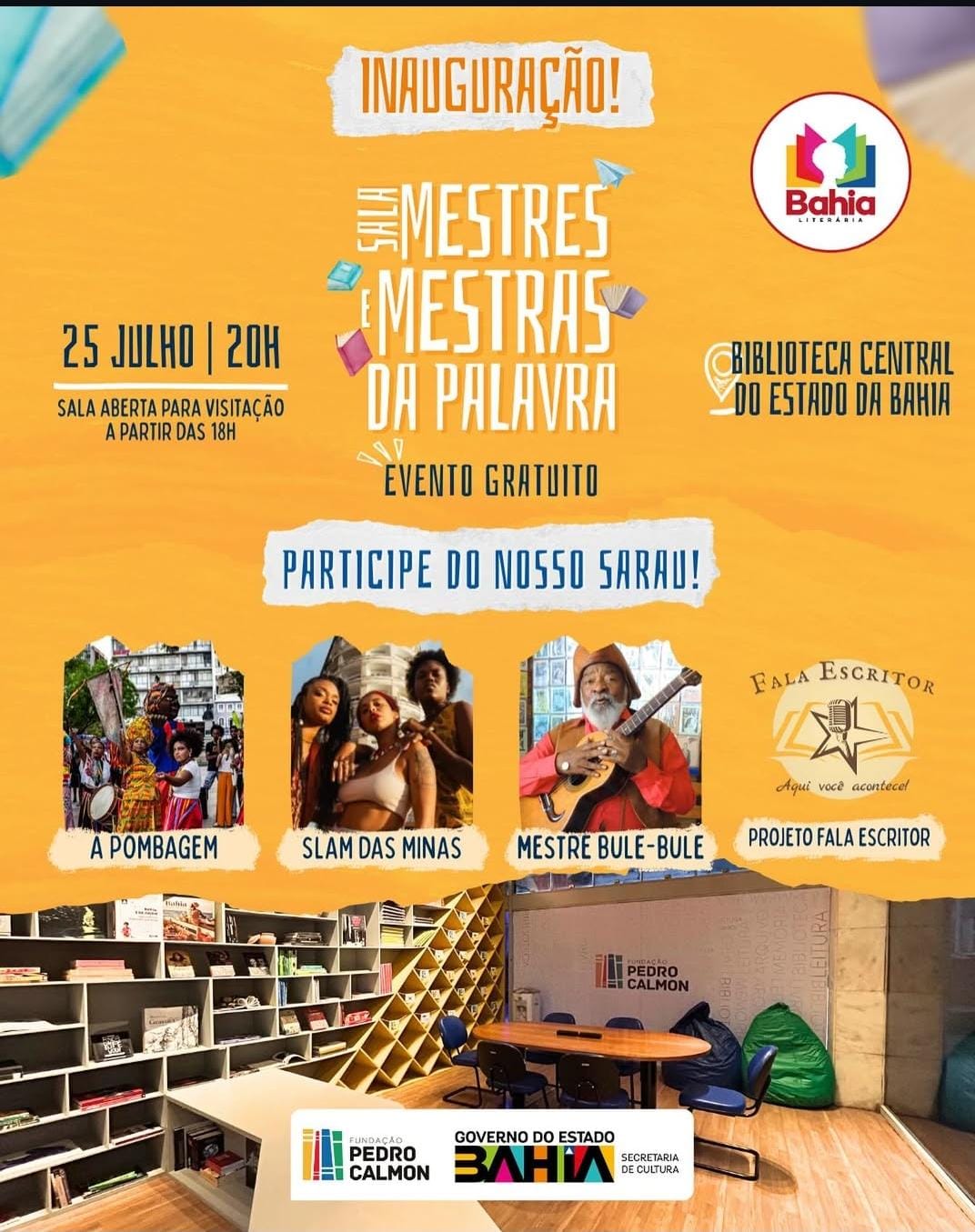Sala Mestres e Mestras da Palavra é inaugurada no Dia Nacional do Escritor