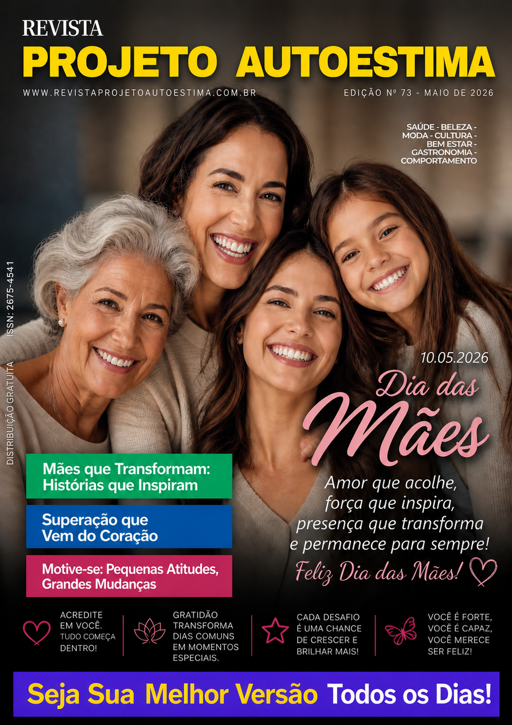 Já Está Disponível A Nova Edição De Nº 73 (Maio/26) Da Revista Projeto AutoEstima. Faça O Download E Boa Leitura!